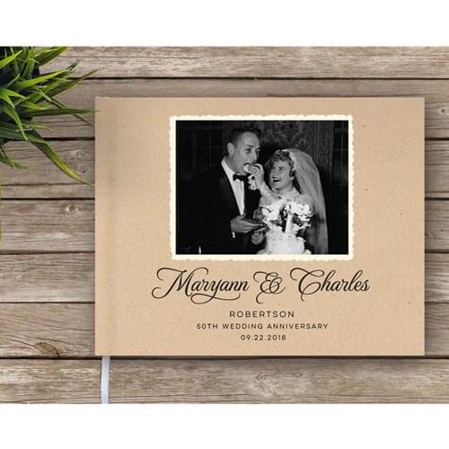 Wedding Anniversary Guest Book, Birthday Guest Book, Vintage Photo Guest Book, Kraft Guest Book, Vintage Style Guest Book