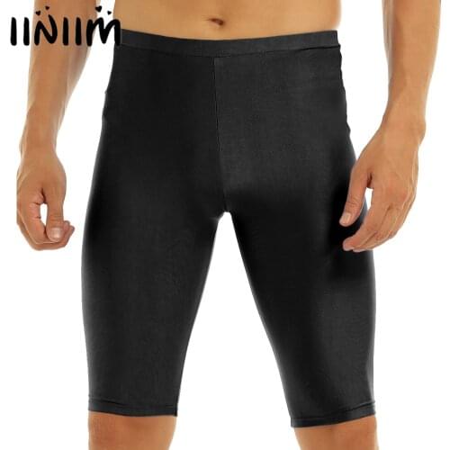 Iiniim Mens Casual Shorts Elastic Leisure Tight Shorts Quick Dry Compression Workout Party Gymnastics Leotard Short Pants