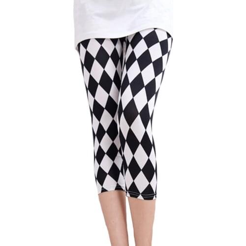 INDJXND Summer Print Leggings Women Lady Cropped Knee Length Trousers Floral Elastic Waist Push Up Letter Grid Star Pencil Pants