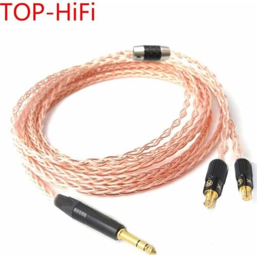 TOP-HiFi Handmade 1/4" 6.35 mm Hand Made 8 Croes Single Crystal Copper Headphone Upgrade Cable for CKS1100 E40 E50 E70