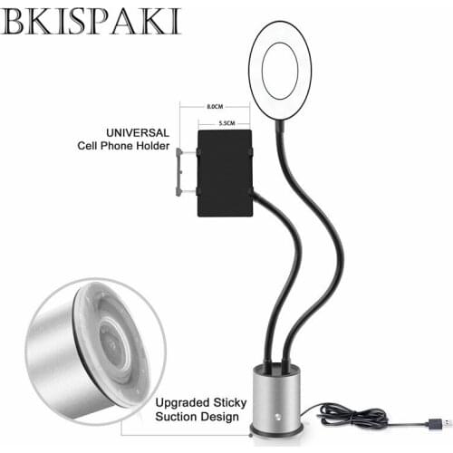 Dimmable LED Studio Camera Ring Light Photo Video Light Ring Lamp With Suction Cup Selfie Stick Ring Desk Light For Youtube