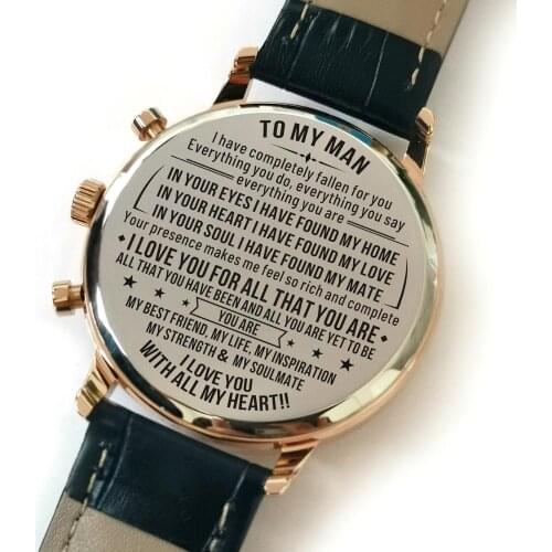 K4700-4 To My Boyfriend Fashion Quartz Watch Men Watch Engraved Watch Luxury Business Mens Wrist Watch Hodinky Relogio Masculion