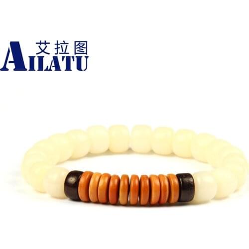 Natural White Bodhi Seed Beads Coconut Shell Olive Nut Tibetan Buddhism Male Strand Bracelet Jewelry