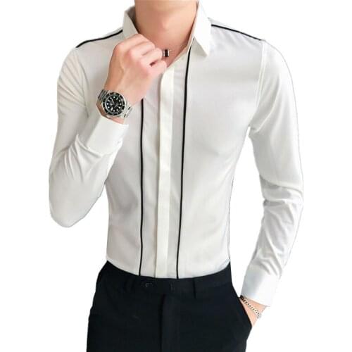 2020 new white mens shirt long-sleeved fashion slim shirt men spring and autumn mens dress shirts size s-3xl camisa masculina