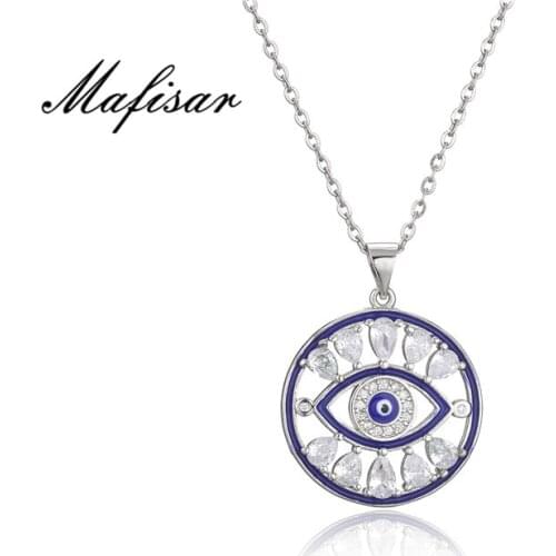 Mafisar 2021 New Fashion Women Crystal Wedding Jewelry Classic Evil Eye CZ Pendant Necklace For Women Lucky Necklace