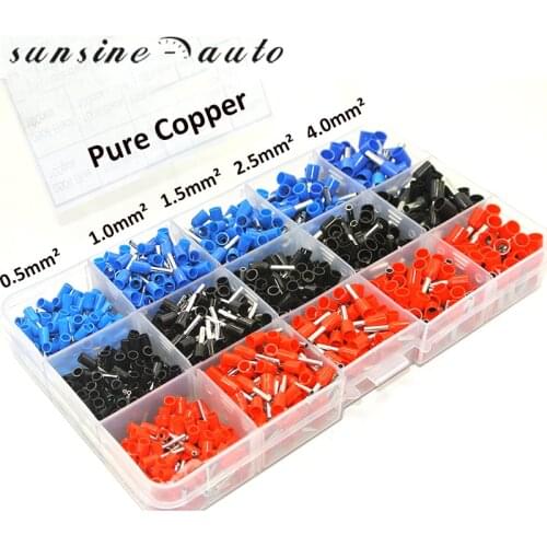 1065pcs/set 3 colors 22~12AWG Wire Copper Crimp Connector Insulated Cord Pin End Terminal Bootlace cooper Ferrules kit set