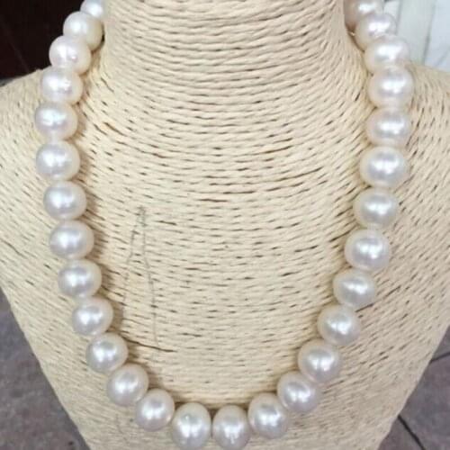 Classic 10-11mm freshwater round white pearl necklace 925silver