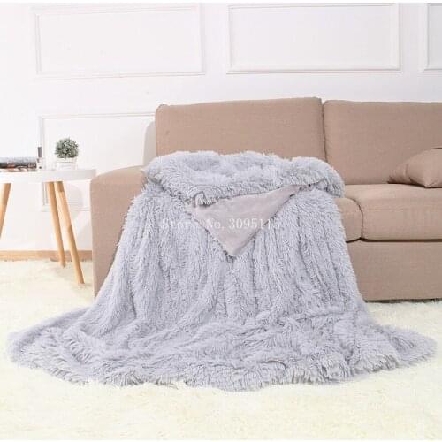 Sliver Shaggy Faux Fur Throw Blanket for Couch Cuddly Bed Plush Blanket for Children Kids Bedroom Decoration 60"x80"inches