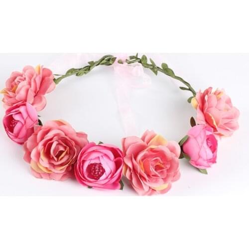 1PCS New New Sale Bohemian Style Rose Flower Womens Garland Beach Flower Head Hair Bands Girls HeadWear