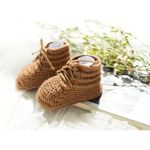 QYFLYXUENew Mommy Handmade Wool Cotton High Help Baby Shoes Crochet Manual Diy Knitting Coarse Thread