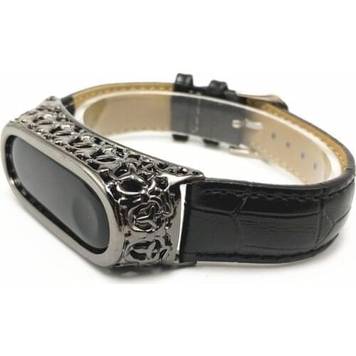 For Xiaomi Band 3 Straps Newest Retro Genuine Leather Watch Band Strap Band Replacement Wristband With Metal Case For Miband 3