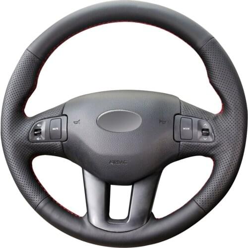 Hand-stitched Black Artificial Leather Custom Car Steering Wheel Cover for Kia Sportage 3 2011-2014 Kia Ceed Cee'd 2010-2012