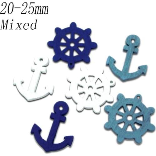 50pc Mixed Anchor Natural Wooden Buttons For Clothes Crafts Sewing Decorative Needlework Scrapbooking DIY Fabric Accessories