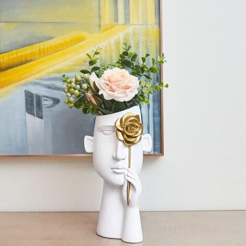 Resin Vases Home Decoration Accessories Character Statue Flower Vase Abstract Art Craft Flower Pot Living Room Desktop Ornaments