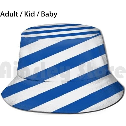 Blue And White Angled Stripes Sun Hat Foldable UV Protection Blue Blues White Retro Euro Leagues Epl England