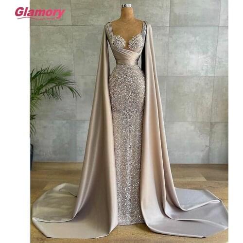 Heavy Beading Evening Dresses Sleeveless With Shawl Mermaid Long Gown Dress Ladies Custom Made Dress