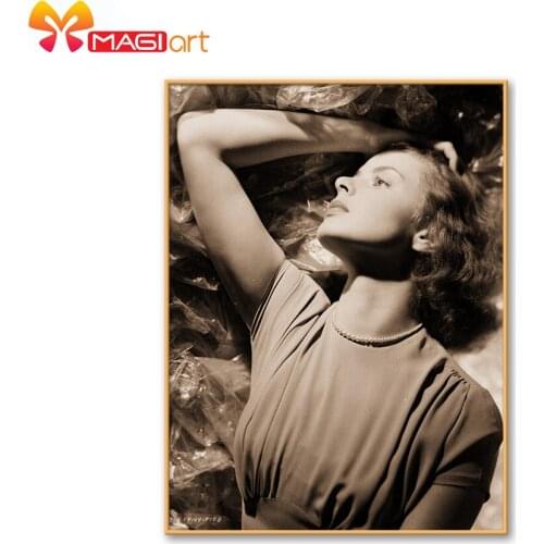 Cross stitch kits Embroidery needlework sets 11CT water soluble canvas patterns 14CT Character Type Ingrid Bergman-NCMP043