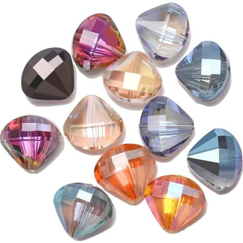 10Pcs Crystal Heart Shape Pendant Cross Hole 20mm Faceted Glass Heart Stone Beads DIY for Jewelry Accessories Earring Making