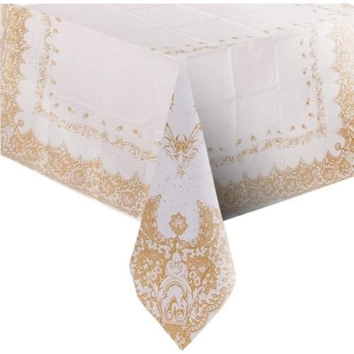 140*140CM Gold Silver Paper Flower Tea Time Tablecloths New Year Wedding Birthday Party Table Cover Square Desk Cloth Decor