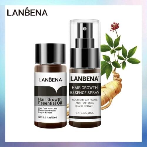 2Pcs for LANBENA Powerful Hair Growth Essence Oil+ Hair Growth Essence Spray Anti Hair Loss Hair Care