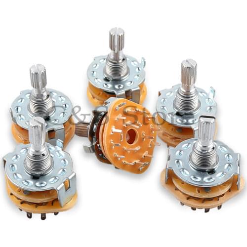 2pcs RS25 Shaft Panel Mount 1P11T 2P4T 2P5T 2P6T 3P3T 3P4T 4P3T Rotary Switch Selector Band