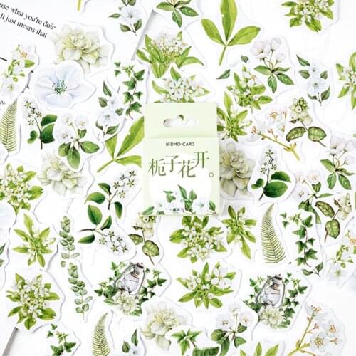 46 pcs/box Vintage gardenia leaves Bullet Journal Decorative Washi Stickers Scrapbooking Stick Label Diary Album Stickers