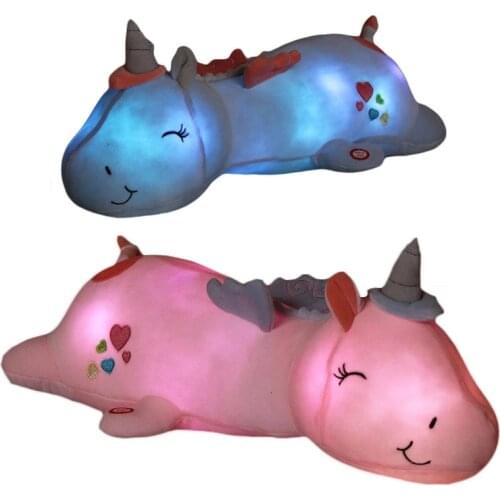60CM Cute LED Light Unicorn Pillow Unicorn Plush Toys Lovely Luminous Animal Stuffed Dolls