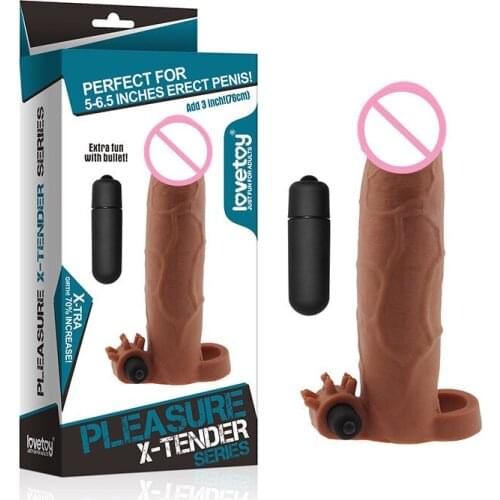 8.5'' Vibrating Penis sleeve Reusable condom Cock ring Dildo Penis enlargement Electric bullet vibrator Sex toy for man sex shop