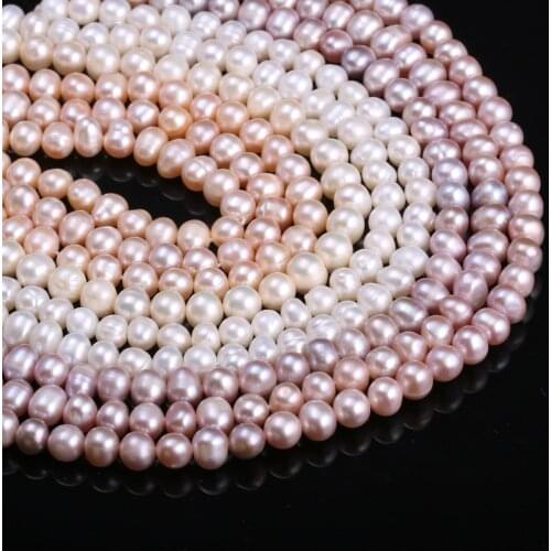Natural Freshwater Cultured Pearls Beads Round 100% Natural Pearls for Jewelry Making Necklace Bracelet 13 Inches Size 6-7mm