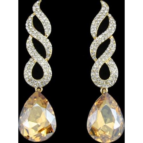 FLOLA Long Gold Earrings for Women Tear Drop Bridal Bride Earrings for Wedding Jewelry Accessories kolczyki slubne ersg84