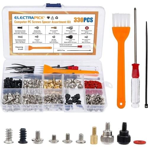 Electrapick 330pcs Computer Screws Kit for Motherboard Riser PC Case Fan CD-ROM Hard Disk Notebook
