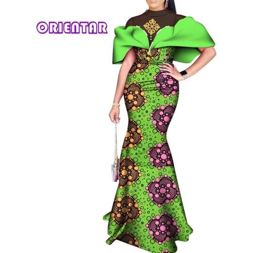 Elegant African Women Clothing Dashiki Dress Fashion Bodycon Lady Print Wax Plus Size Party Long Dress Wedding Vestido WY658
