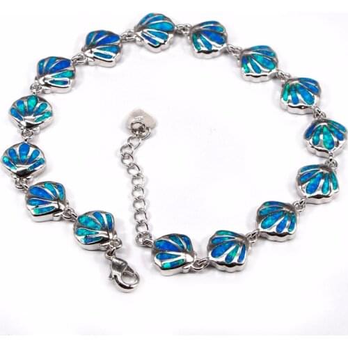 SZ0082 elegant flower shell chain blue opal bracelets For ladies fashion jewelry