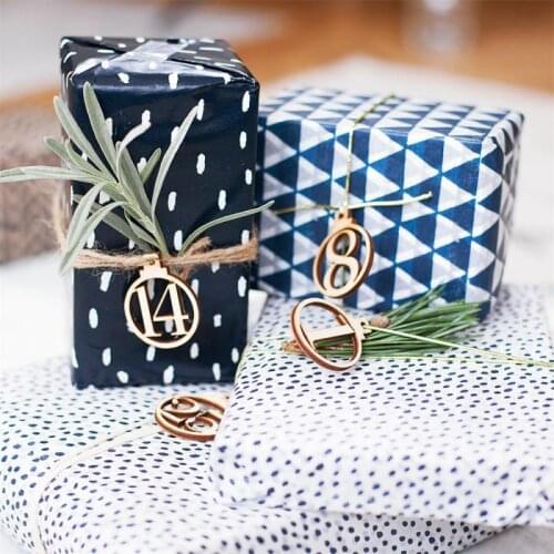 25 PCS Calendar Number Label 1-25 Wooden Countdown Christmas Advent Calendar Gift Box Label Family Reunion Christmas Deco