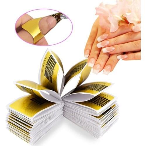 100 Pcs Nail Form Tips Nail Art Guide Form for Acrylic UV Gel Tip Nail Extension Sticker DIY Design Tools