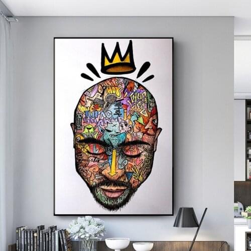 Graffiti Art Canvas Painting Wall Art Abstract Rapper of 2PAC Posters and Prints Street Art Picture for Living Room Home Decor