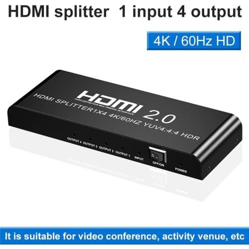 HDMI-compatible Splitter Aluminum 4K@60Hz for Monitor Display 1x4 HD Splitter HDCP2.2 for Xbox PS4 Roku Fire Stick Apple TV