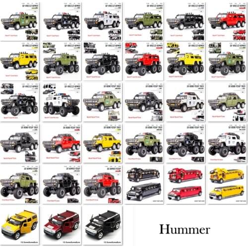 1:32 High simulation Special Police Supercar Extended Hummer Pickup Childrens Sound and Light Pull Back Car Model for Gifts