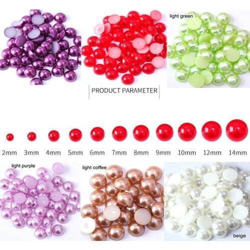 2-14mm ABS Imitation Half Round Flatback Pearl Beads Glue On Rhinestones for Nail Art Crafts DIY Decor Jewelry Findings Accessor