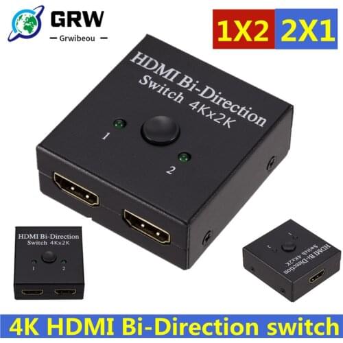 Switcher 4Kx2K UHD 2 Port Bi-directional Manual 2x1 1x2 HDMI AB Switch HDCP HDMI Splitter Supports 4K 1080P for Monitor