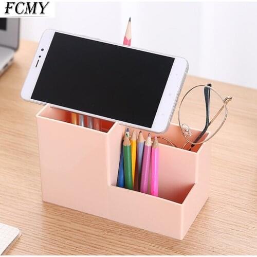 Creativity Multi-function Desktop Pen Holder Office School Storage Case Plastic Pen Box Desk Pencil Organizer School Supplies
