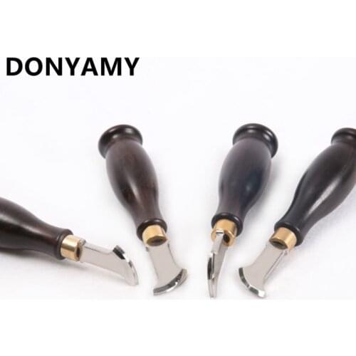 DONYAMY Leather Edge Creaser Stainless Steel Blade+Ebony Blackwood Handle Marking Edge Decorate Line Tool Leathercraft