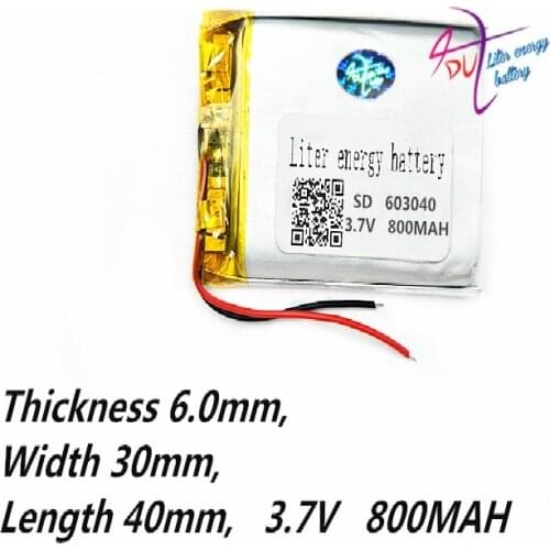 Lithium polymer battery 063040 603040 3.7V 800mah MP3 MP4 GPS Tablet