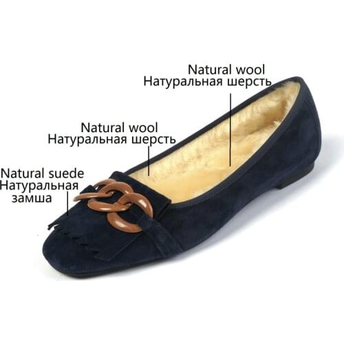 Fashion Woman Comfortable Winter Shoes Women Slip On Suede Casual Shoes Ladies Round Toes Flats Wool Loafers Blue Beige 33-40