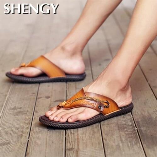 Men Sandals Summer Shoes Men Beach Sandals Men Brand Men Casual Shoes Flip Flops Leather Sneakers Men Slippers Men&#39s Sandals