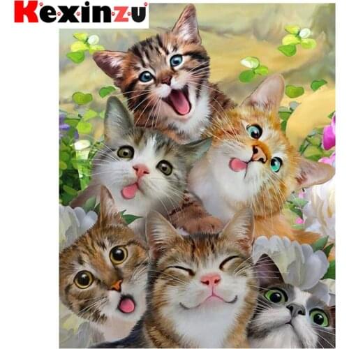 Kexinzu Full 5D DIY Square/Round Diamond Painting" Animal Cat" 3D Embroidery Cross Stitch Mosaic diamondpainting Gift