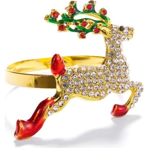8 Piece Set of Rhinestone Deer Napkin Ring is Suitable for Table Setting Suitable for Wedding Reception Christmas