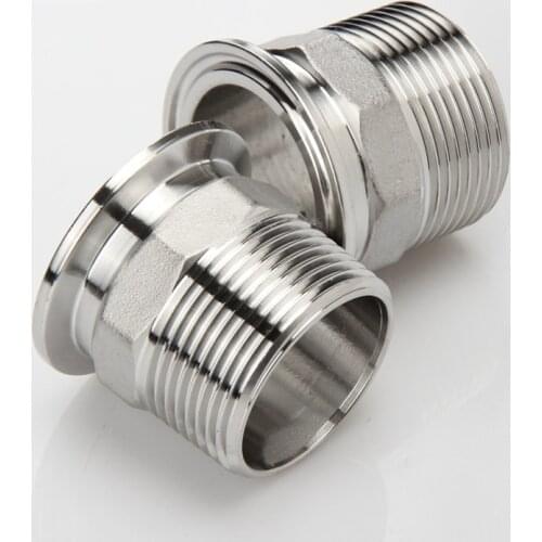 Stainless 1 inch BSPT Male Threaded X 11/2 inch Tri Clamp Sanitary Adapter Food Grade SS304