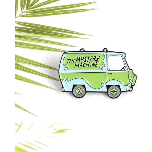 The new machine mystery enamel brooch cartoon Scooby bus lapel pin shirt backpack fun badge jewelry gift friend