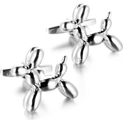 A pair new high-quality copper material interesting small animal silvery Balloon Dog Cufflinks French fashion mens shirt cuff